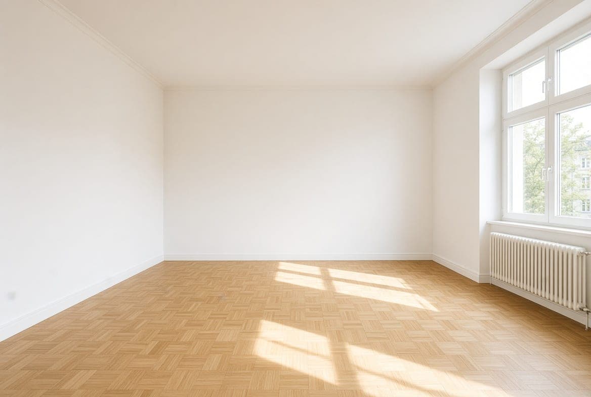 Clearance Munich — bright, completely emptied apartment handed over broom-clean with parquet flooring
